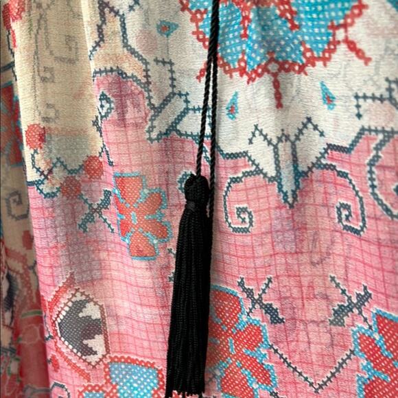 NWOT SINGLE Los Angeles 100% Silk Women's Bohemian Top - size 1X - Picture 3 of 11